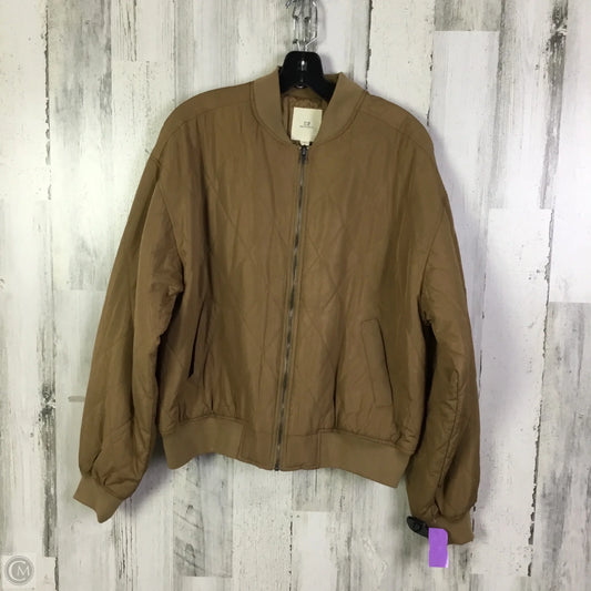 Jacket Puffer & Quilted By Thread And Supply In Tan, Size: L