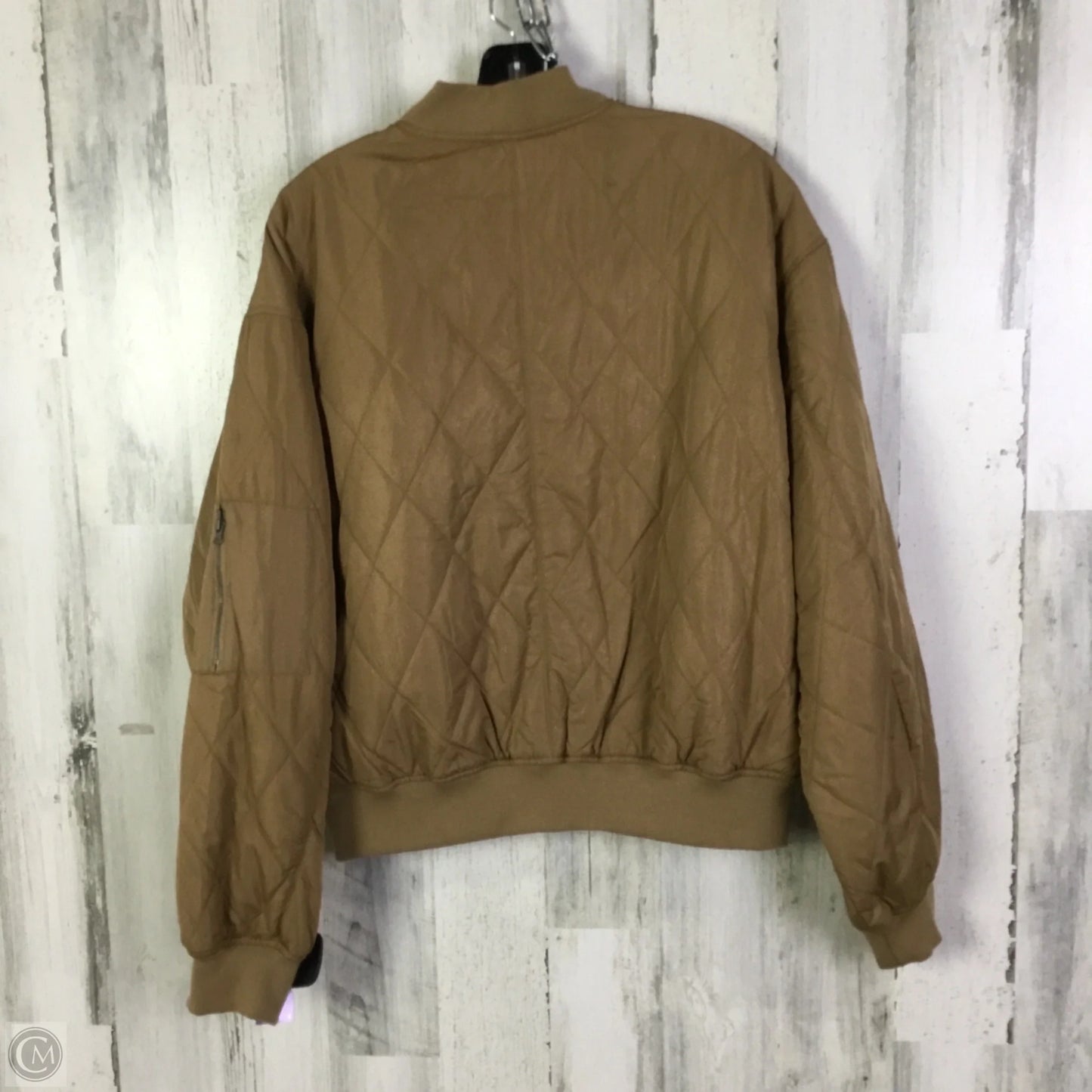 Jacket Puffer & Quilted By Thread And Supply In Tan, Size: L