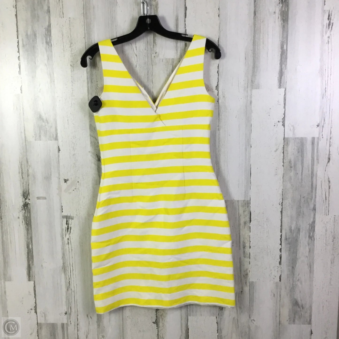 Dress Designer By Kate Spade In White & Yellow, Size: Xs