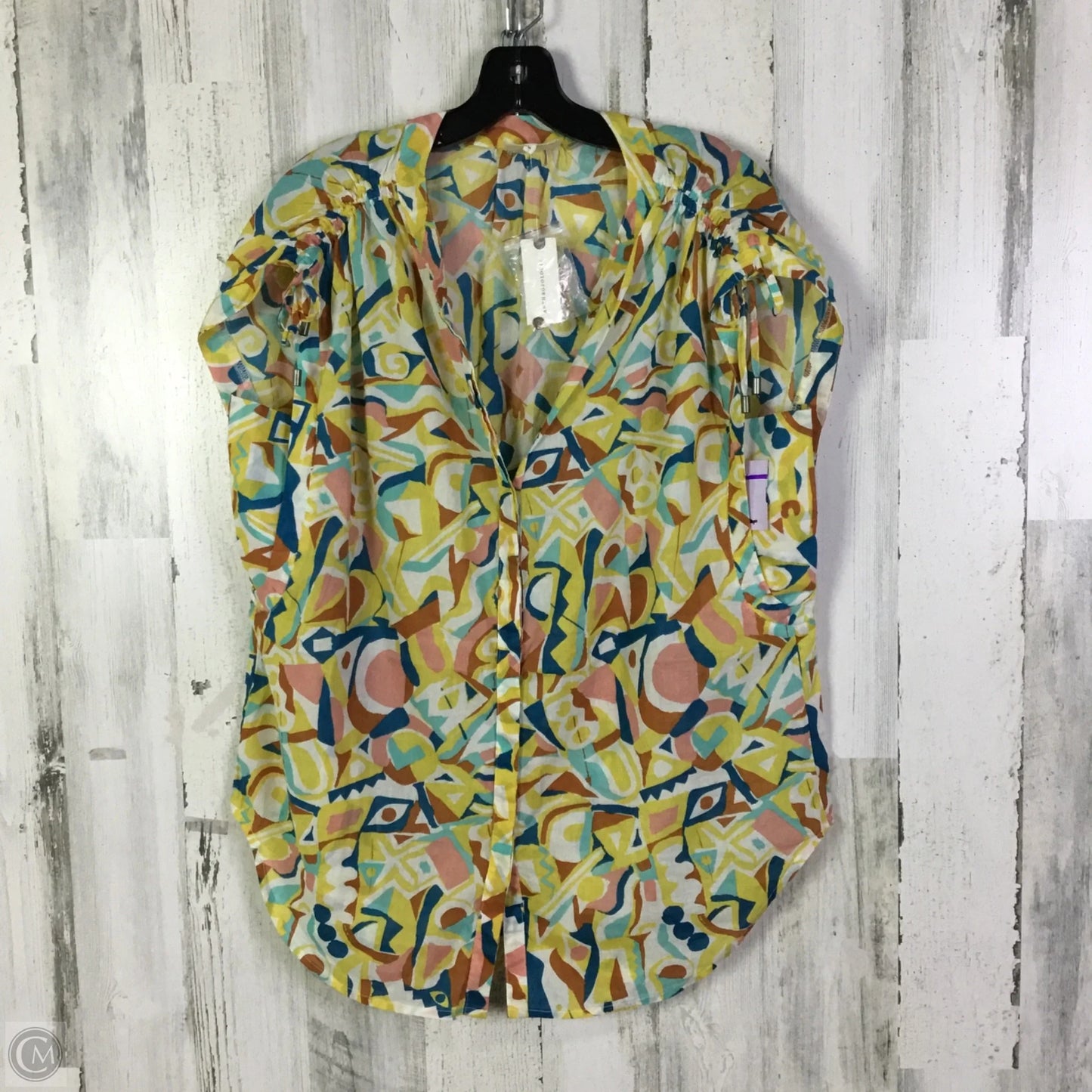 Top Short Sleeve By Anthropologie In Multi-colored, Size: M