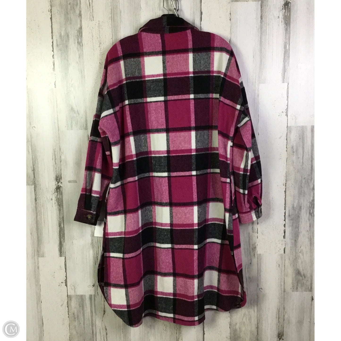 Jacket Shirt By Clothes Mentor In Pink, Size: L