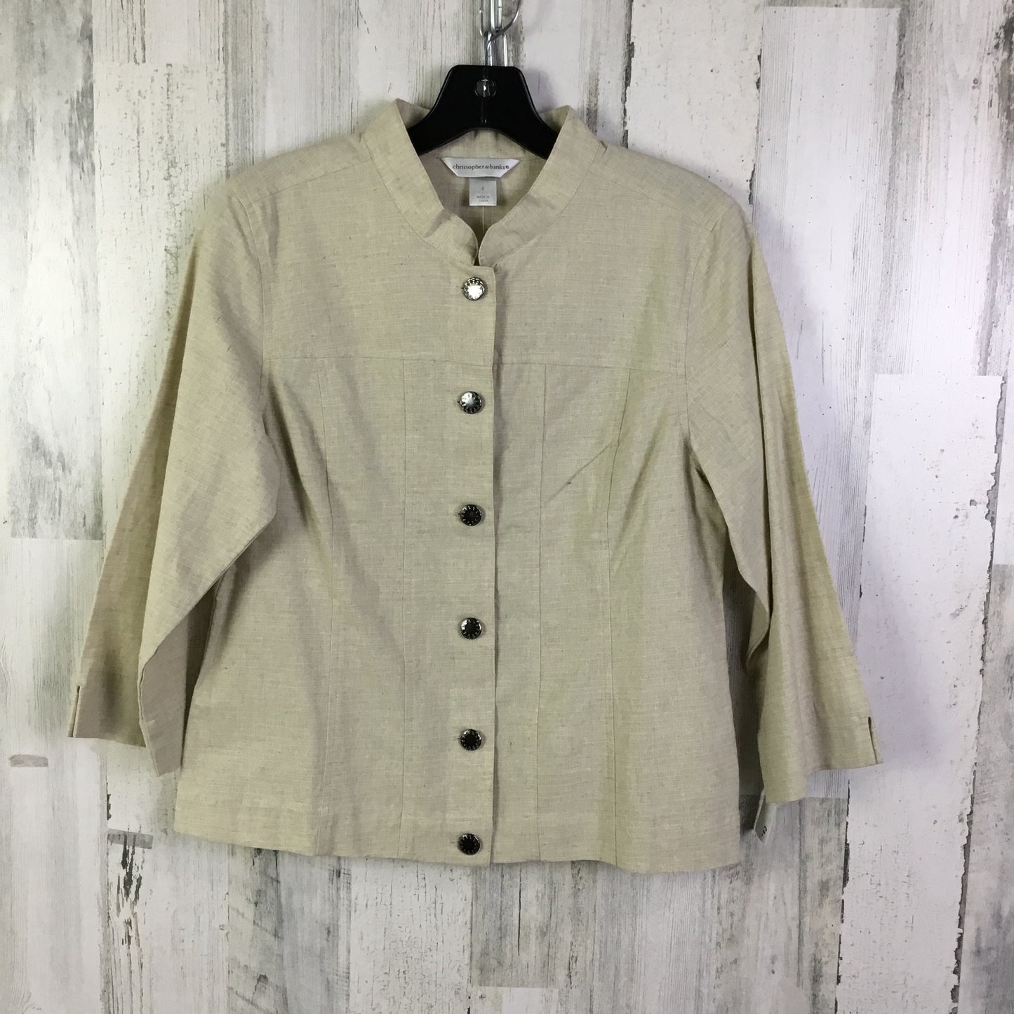 Blouse 3/4 Sleeve By Christopher And Banks In Tan, Size: S