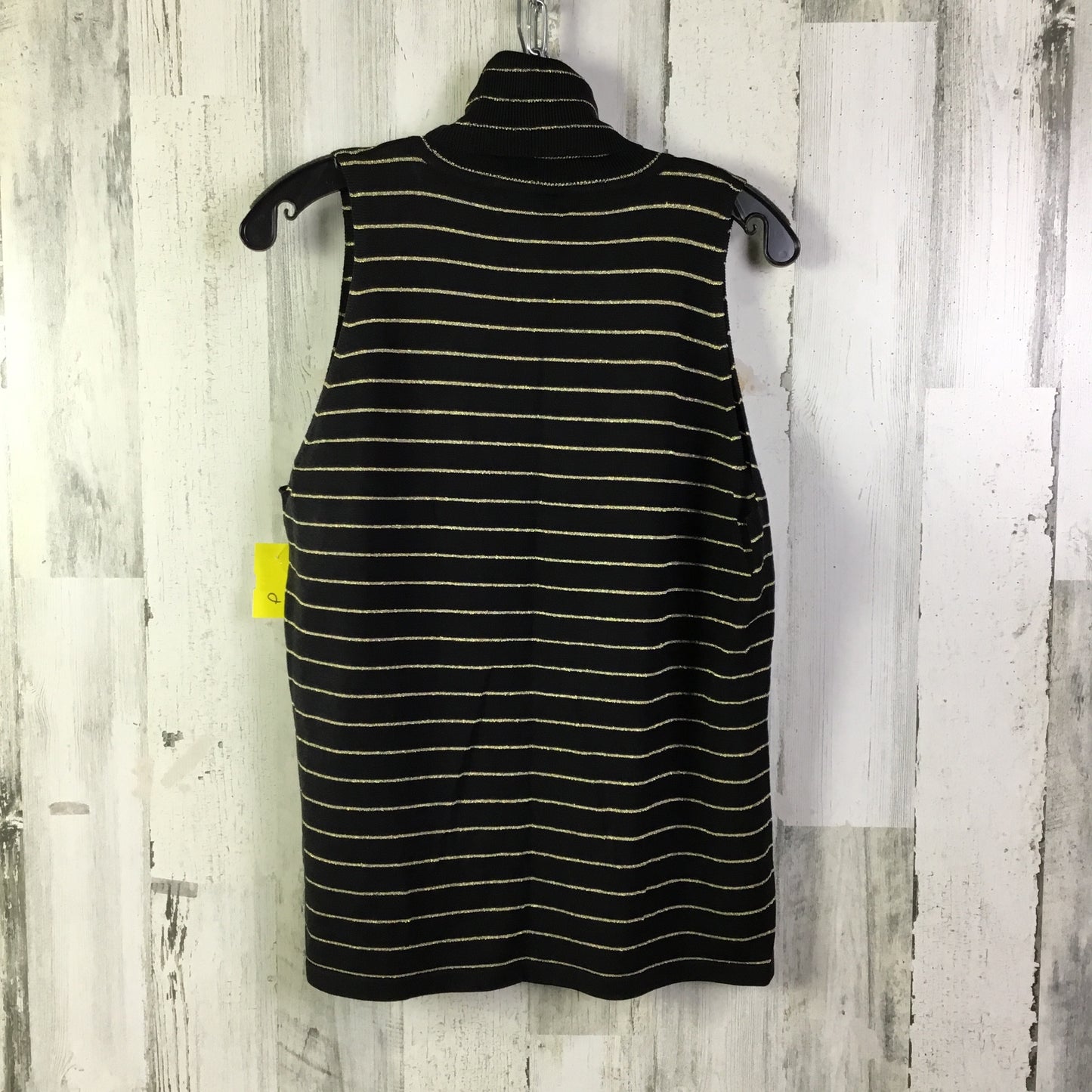 Vest Sweater By Lauren By Ralph Lauren In Black & Gold, Size: Xl