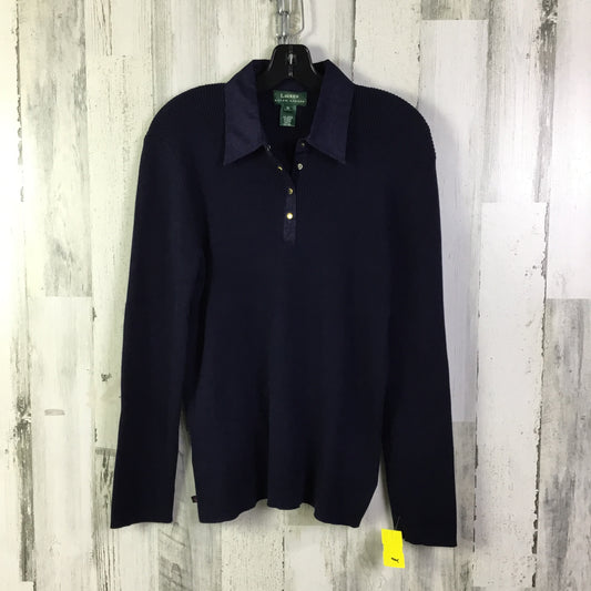 Top Long Sleeve By Lauren By Ralph Lauren In Navy, Size: Xl