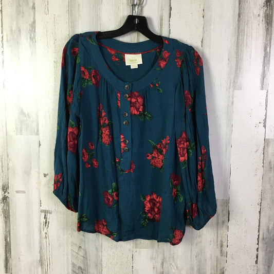 Blouse 3/4 Sleeve By Maeve In Teal, Size: L