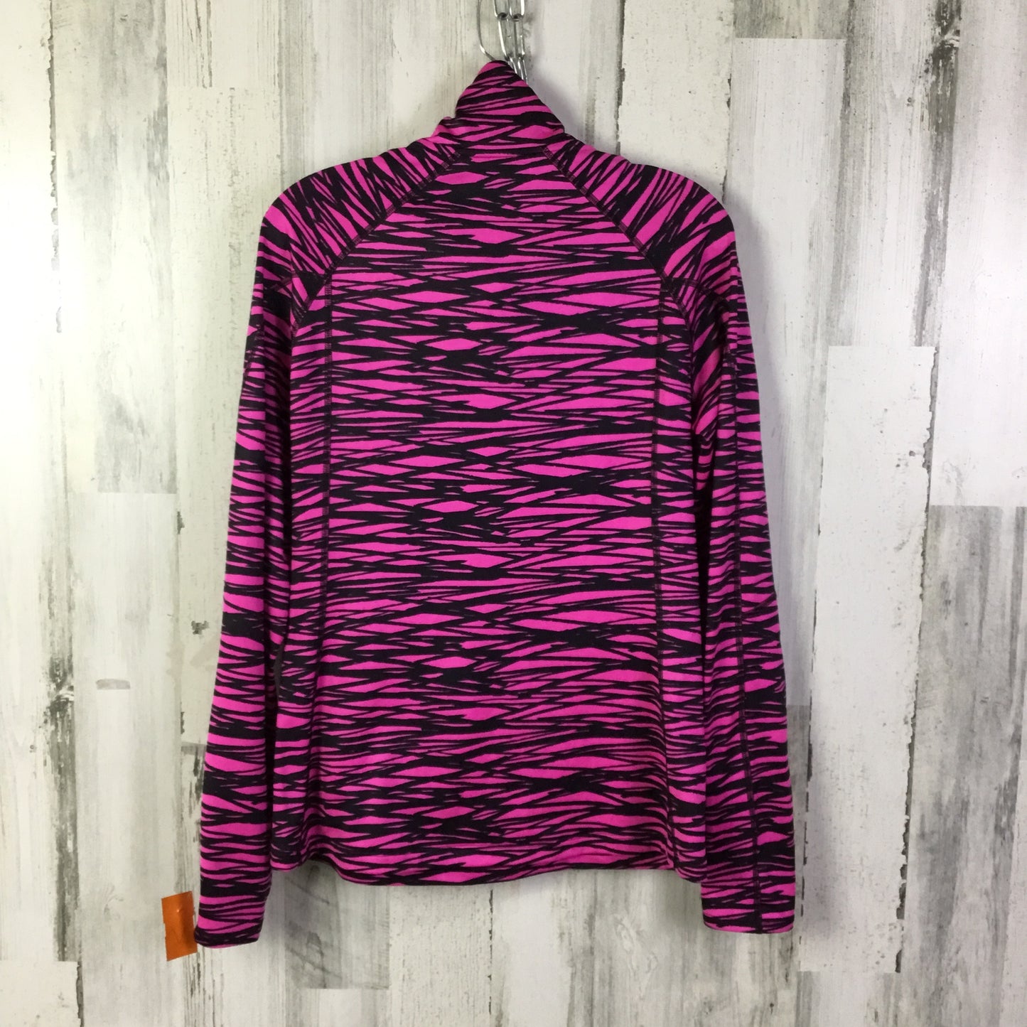 Athletic Top Long Sleeve Collar By Under Armour In Black & Pink, Size: L