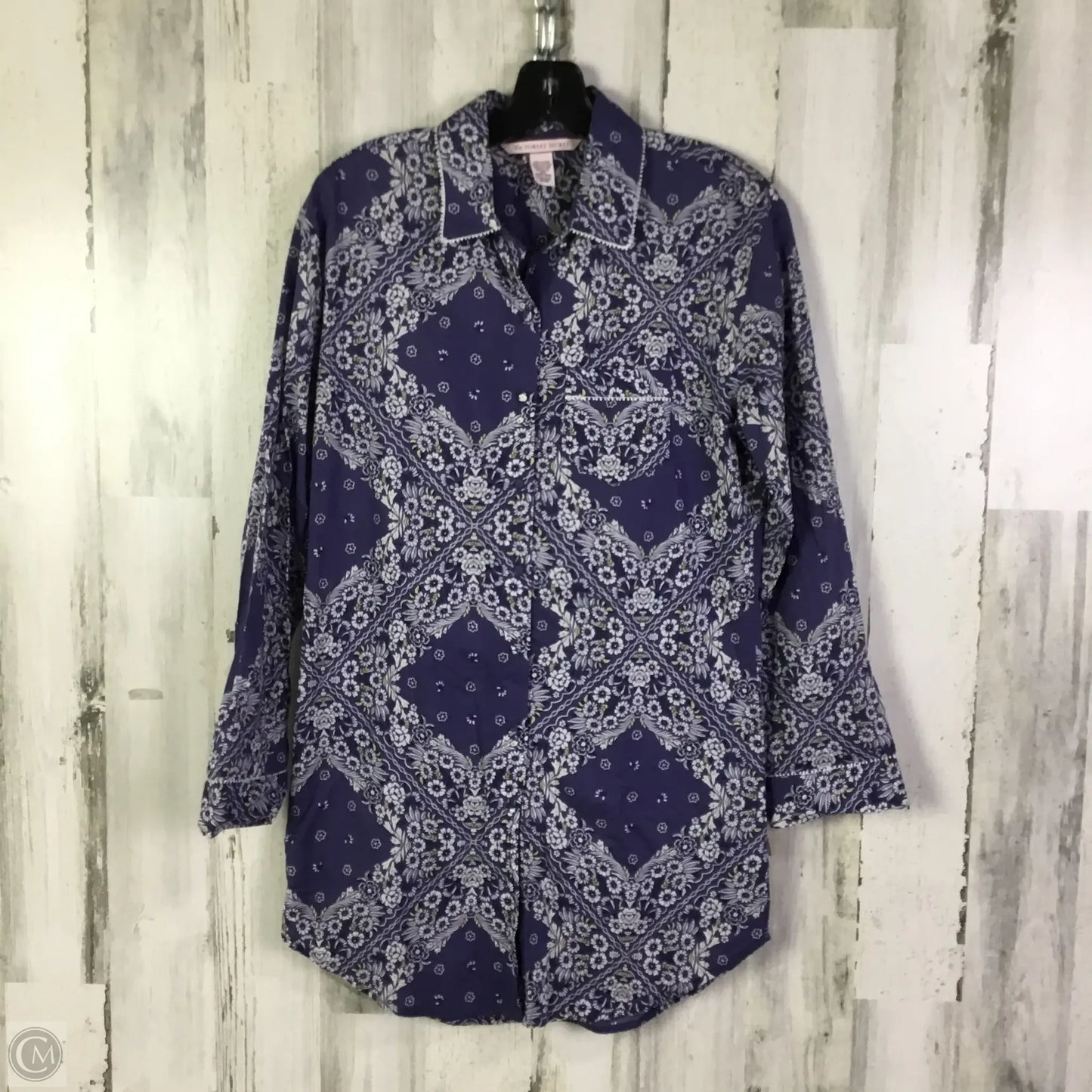 Tunic Long Sleeve By Victorias Secret In Blue & White, Size: Xs