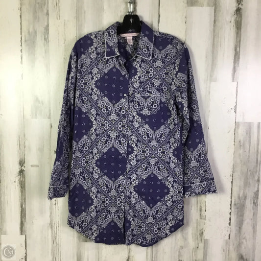 Tunic Long Sleeve By Victorias Secret In Blue & White, Size: Xs