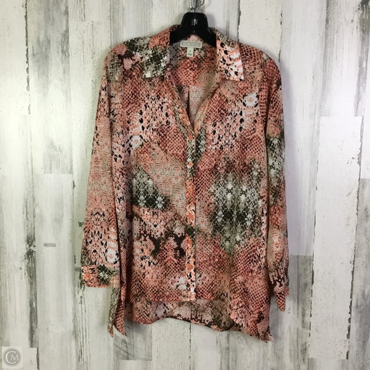 Blouse Long Sleeve By Dana Buchman In Pink, Size: S