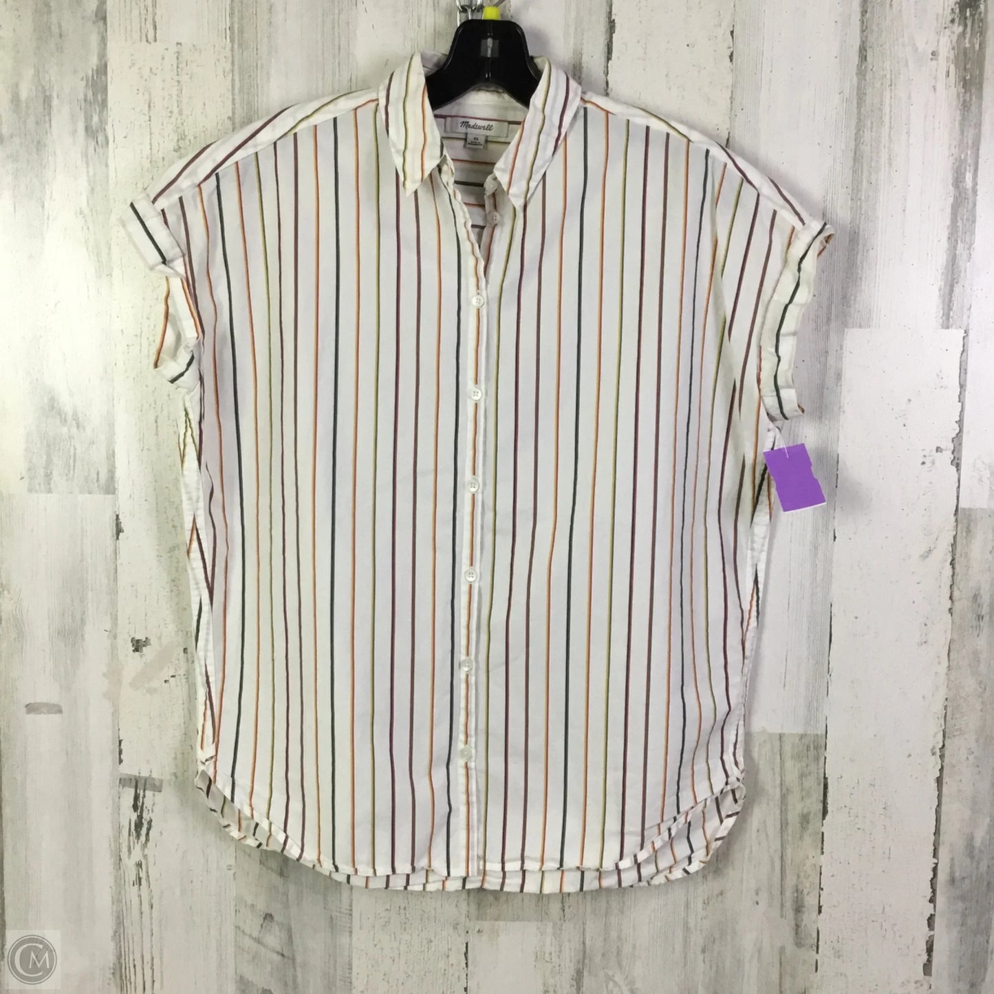 Top Short Sleeve By Madewell In Striped Pattern, Size: Xs