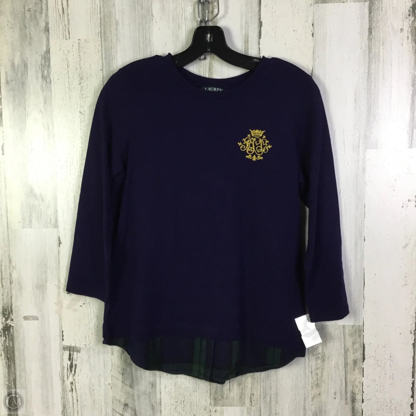 Top 3/4 Sleeve Basic By Lauren By Ralph Lauren In Blue, Size: S