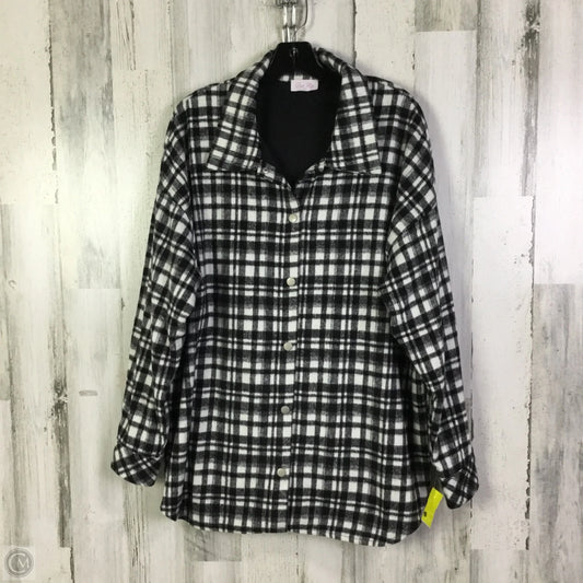 Jacket Shirt By Pink Lily In Black & White, Size: L