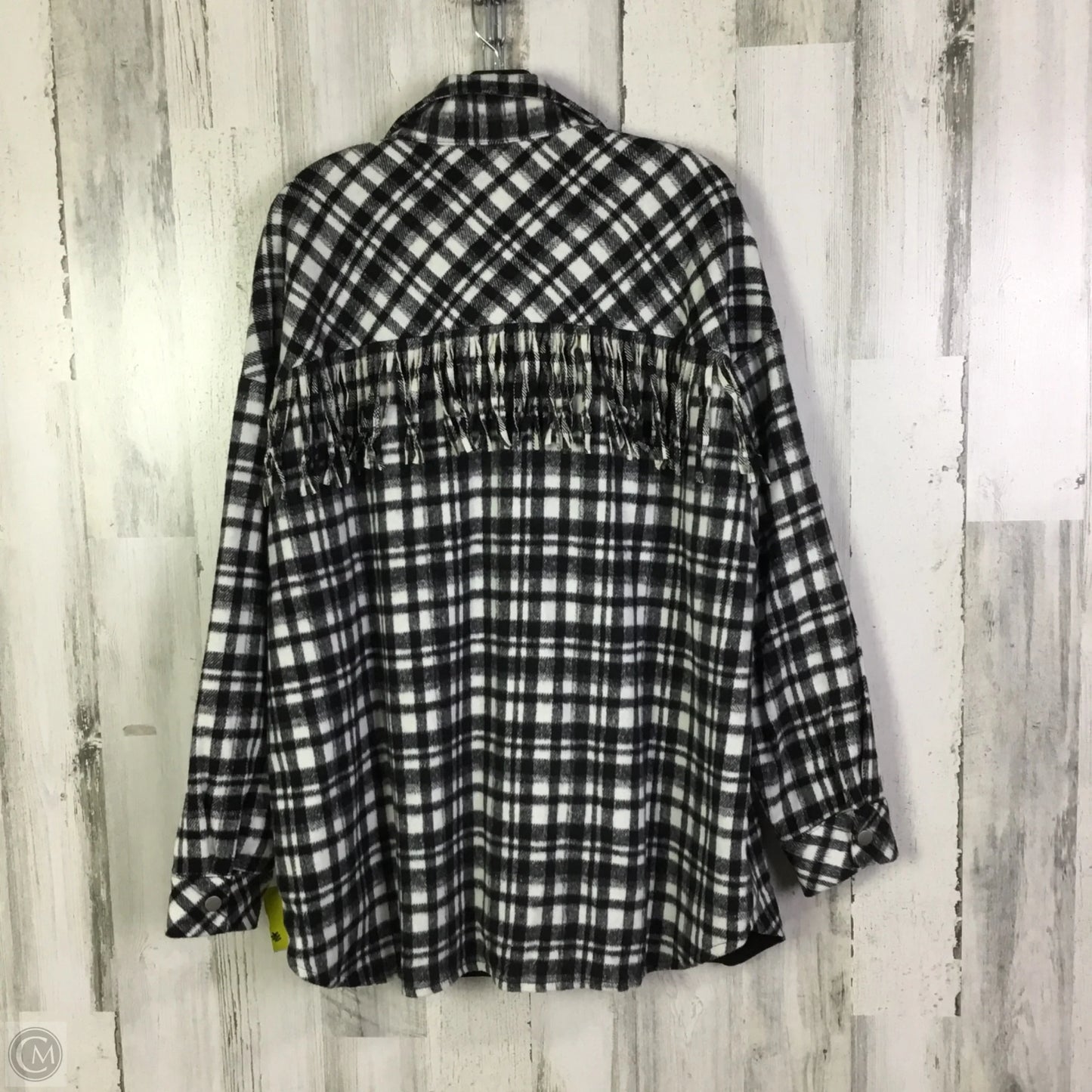 Jacket Shirt By Pink Lily In Black & White, Size: L