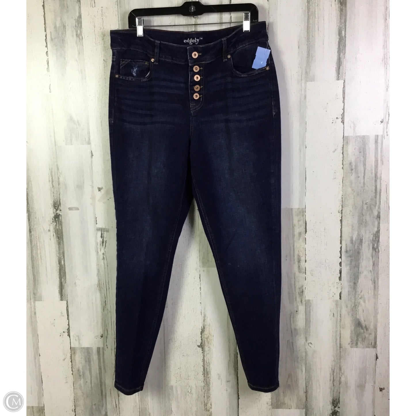 Jeans Skinny By Edgely In Blue Denim, Size: 16