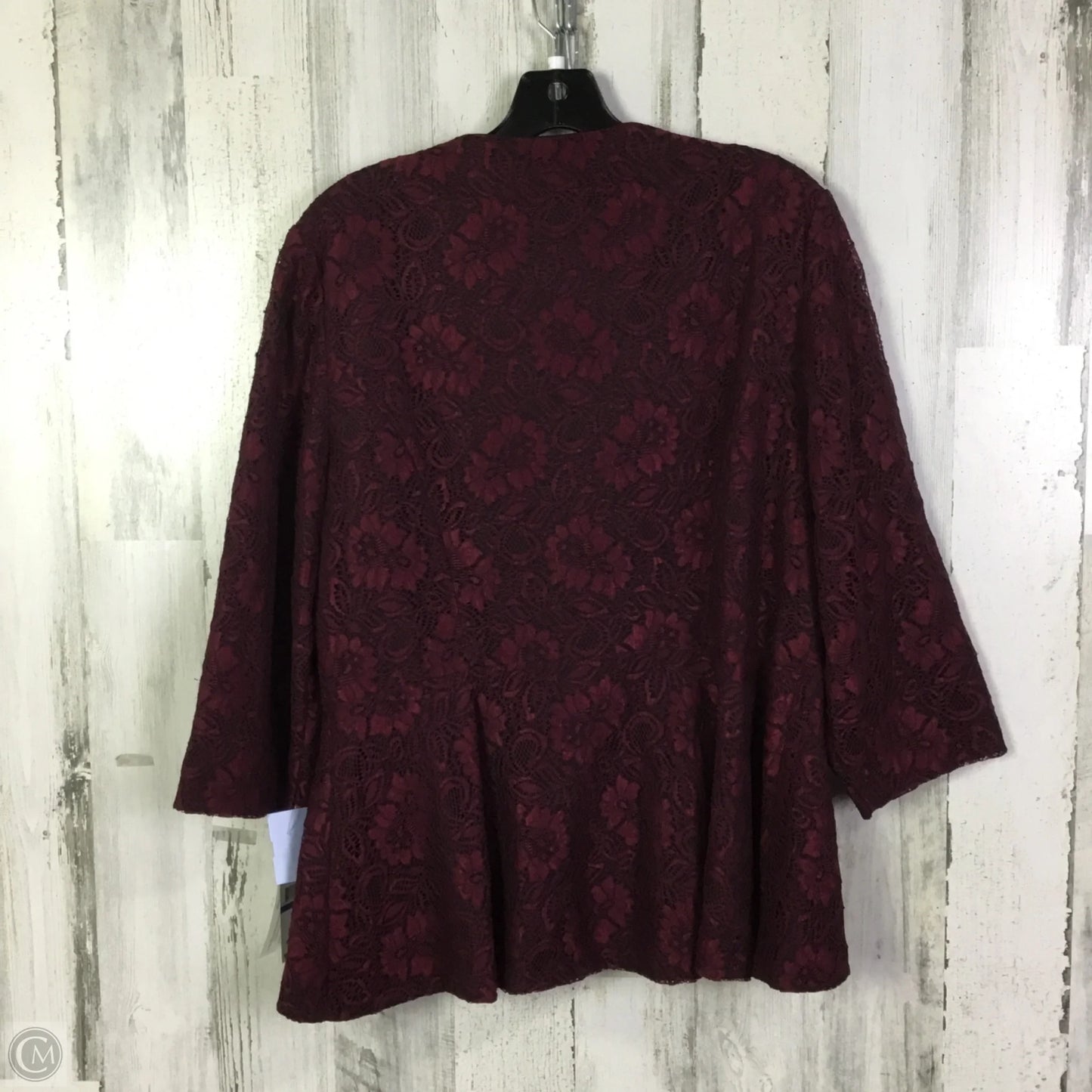 Blouse 3/4 Sleeve By Alex Evenings In Maroon, Size: Xl