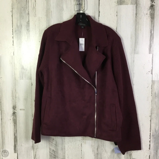 Jacket Moto By Ann Taylor In Maroon, Size: Xl