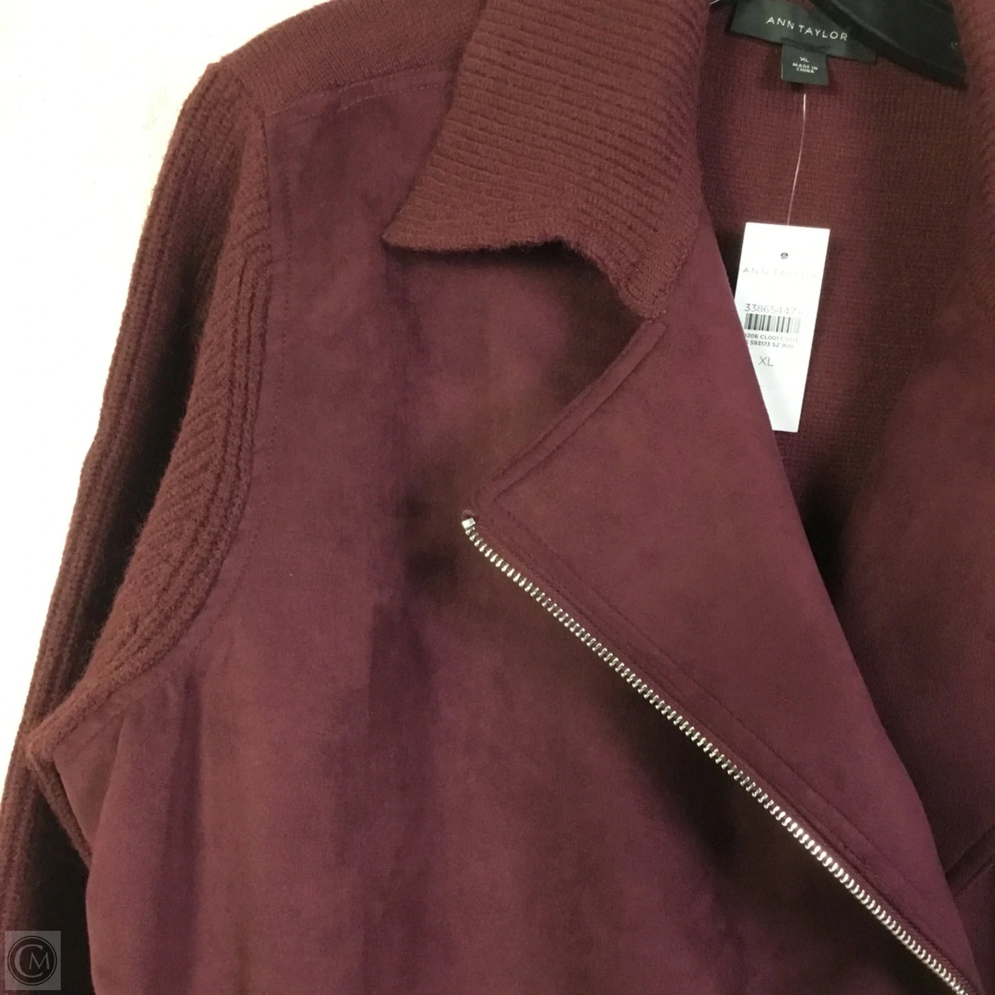 Jacket Moto By Ann Taylor In Maroon, Size: Xl