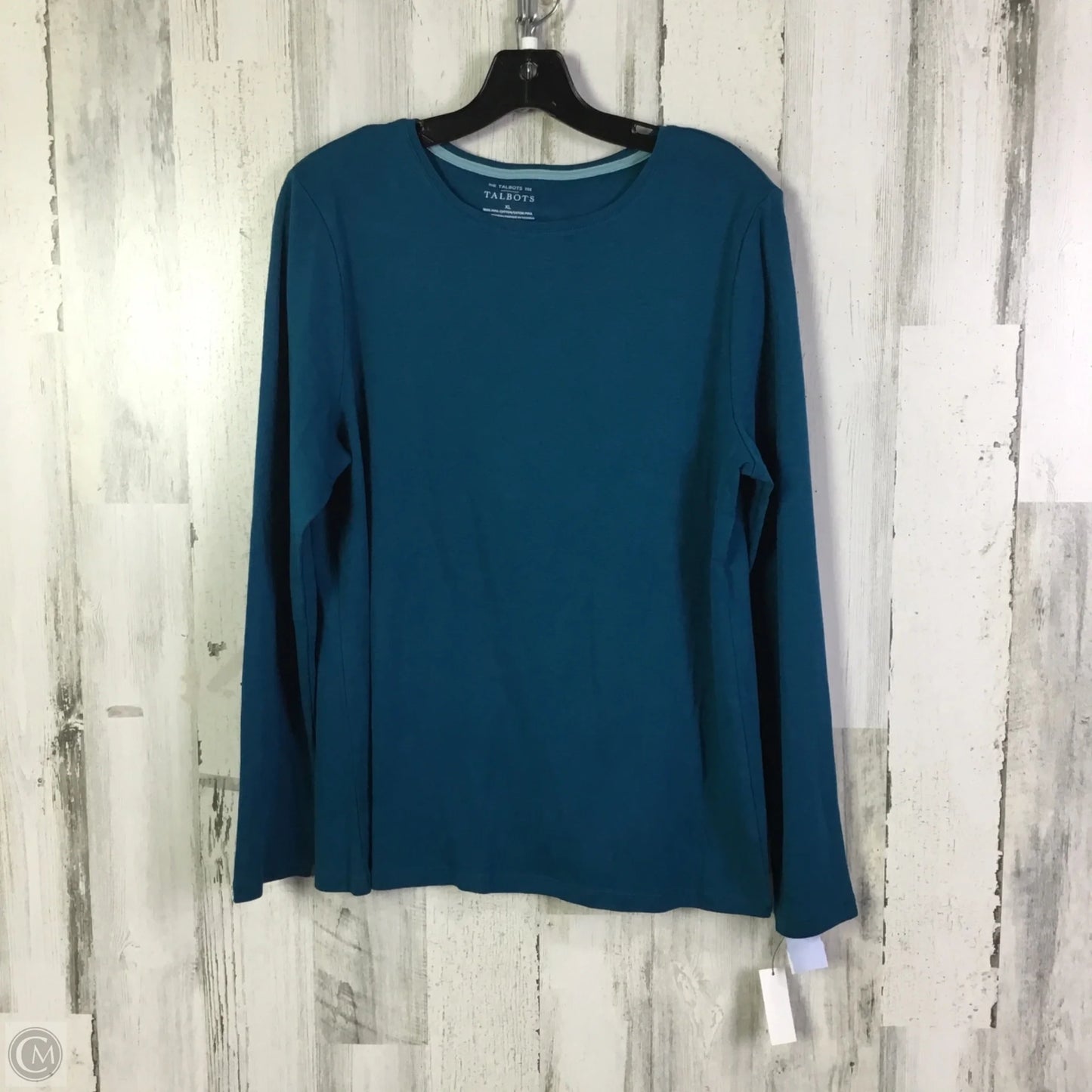 Top Long Sleeve Basic By Talbots In Teal, Size: Xl