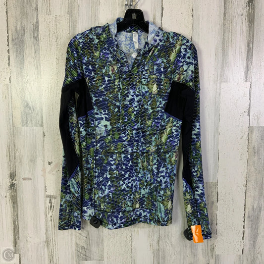 Athletic Top Long Sleeve Hoodie By Lululemon In Blue & Green, Size: 8