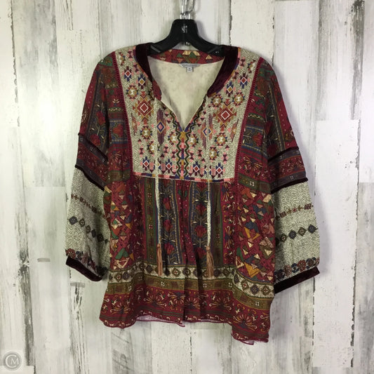 Top 3/4 Sleeve By John Mark In Red, Size: M