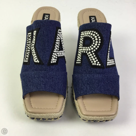 Sandals Designer By Karl Lagerfeld In Blue Denim, Size: 8