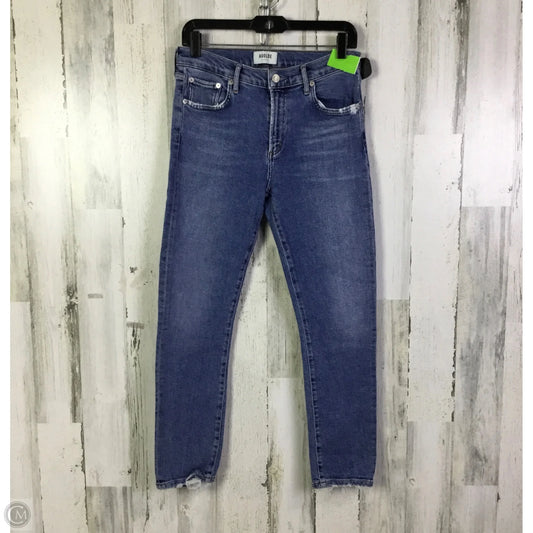 Jeans Straight By Agolde In Blue Denim, Size: 4
