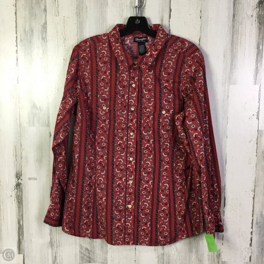 Top Long Sleeve By Wrangler In Red, Size: Xl