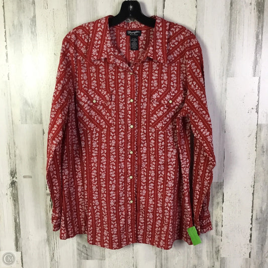 Top Long Sleeve By Wrangler In Red & White, Size: Xxl
