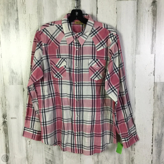 Top Long Sleeve By Wrangler In Blue & Pink, Size: L