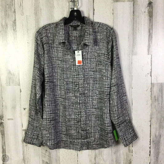 Blouse Long Sleeve By Banana Republic In Black & White, Size: L