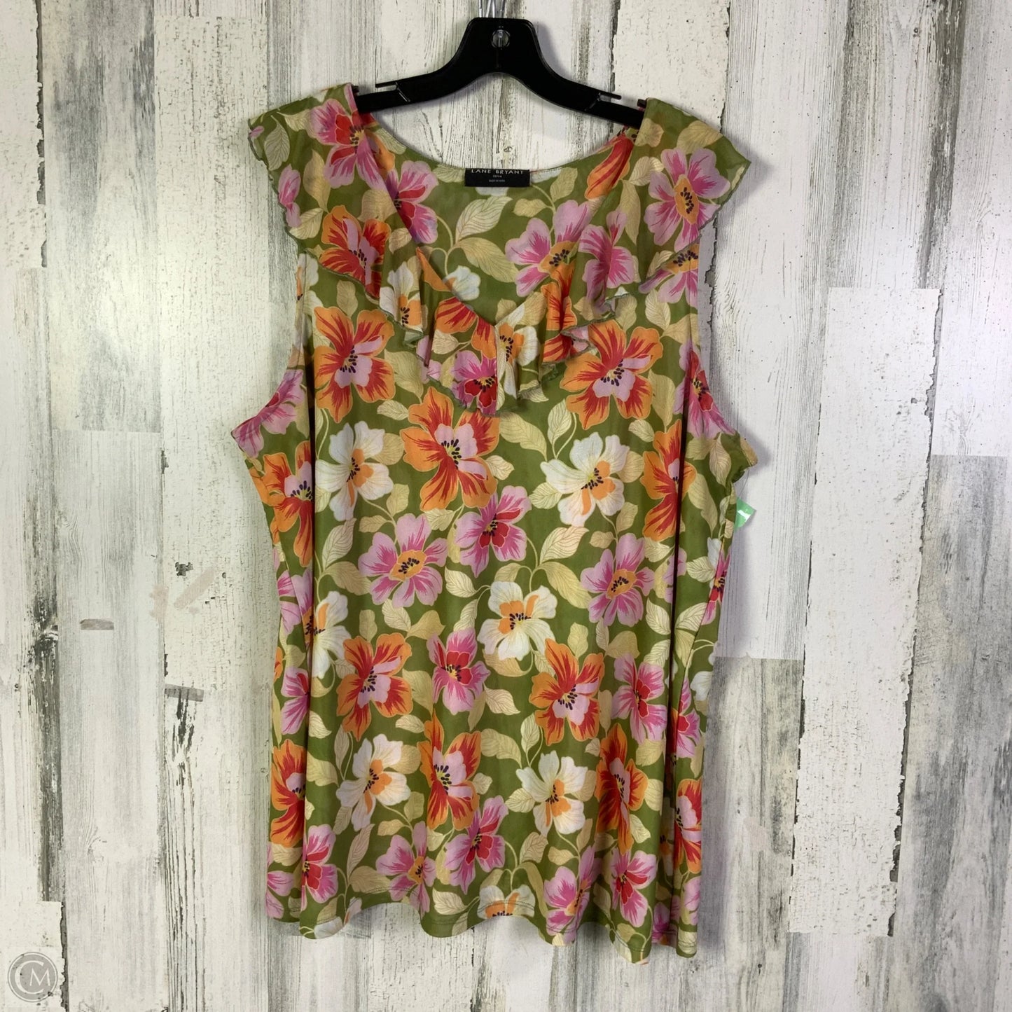 Top Sleeveless By Lane Bryant In Green & Orange, Size: 2x