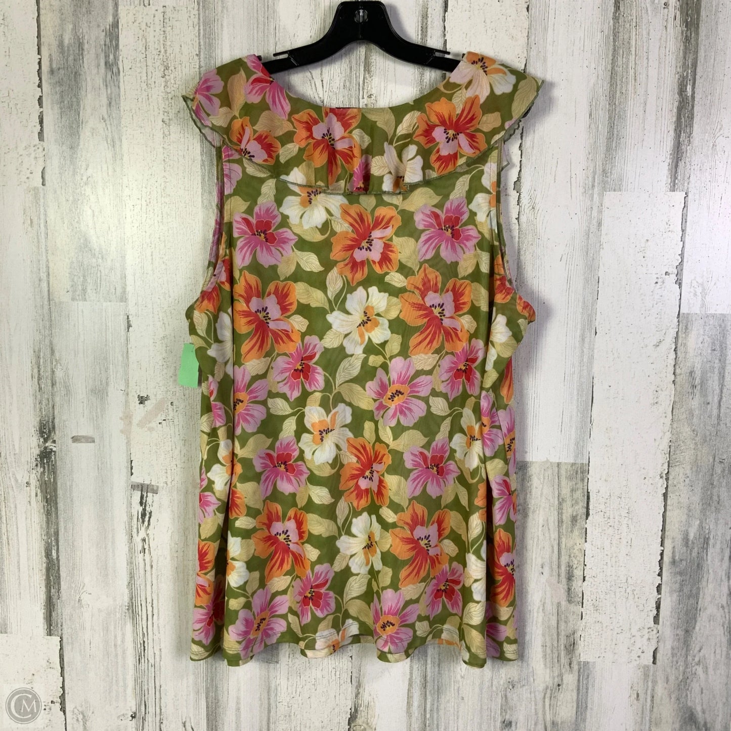 Top Sleeveless By Lane Bryant In Green & Orange, Size: 2x