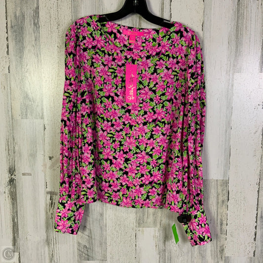 Top Long Sleeve Designer By Lilly Pulitzer In Green & Pink, Size: S