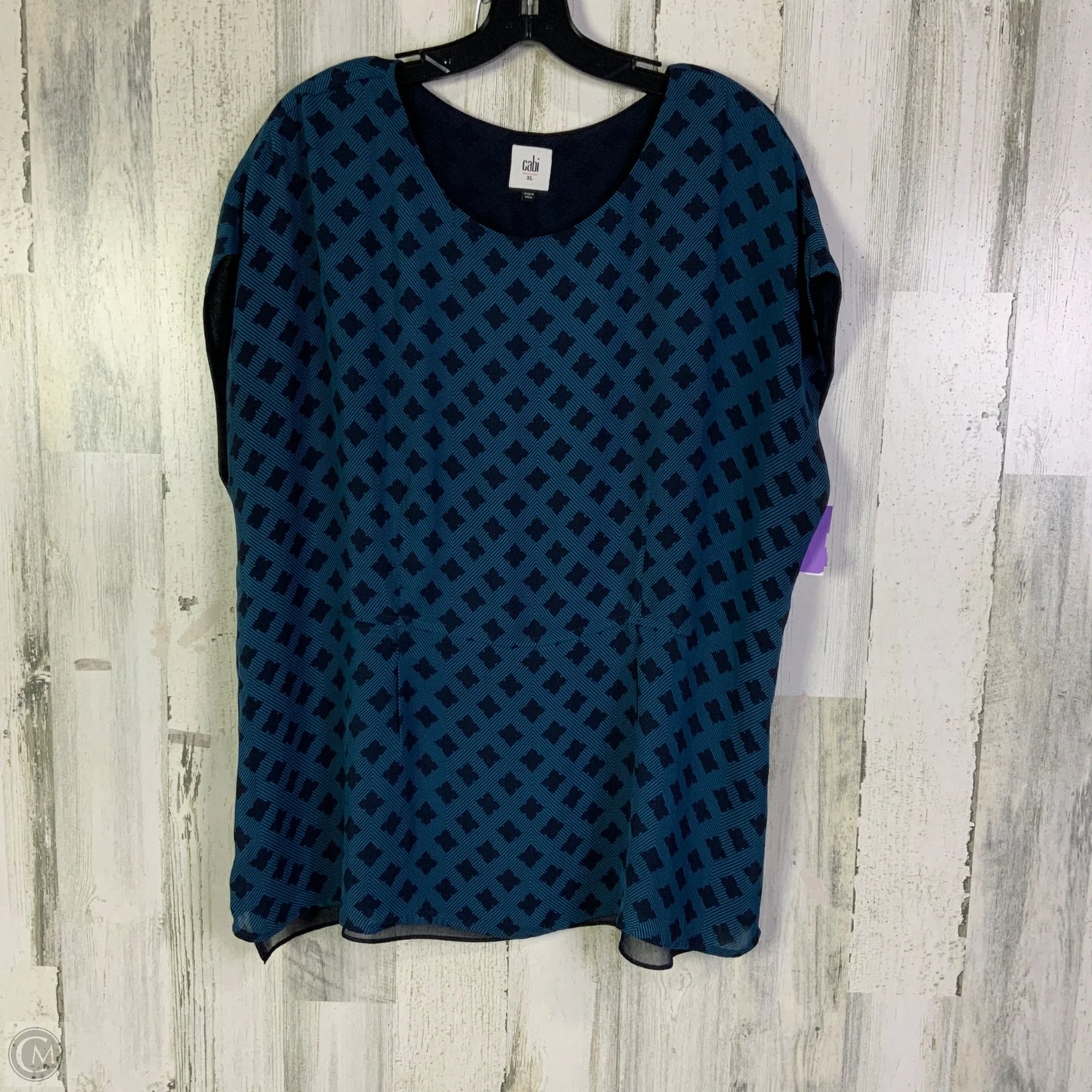 Blouse Short Sleeve By Cabi In Blue, Size: Xl
