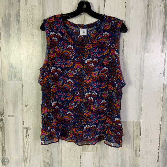 Blouse Sleeveless By Cabi In Blue & Pink, Size: L
