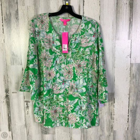 Tunic Designer By Lilly Pulitzer In Green & White, Size: L