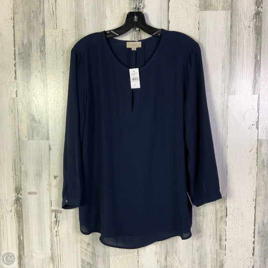 Blouse 3/4 Sleeve By Loft In Navy, Size: L