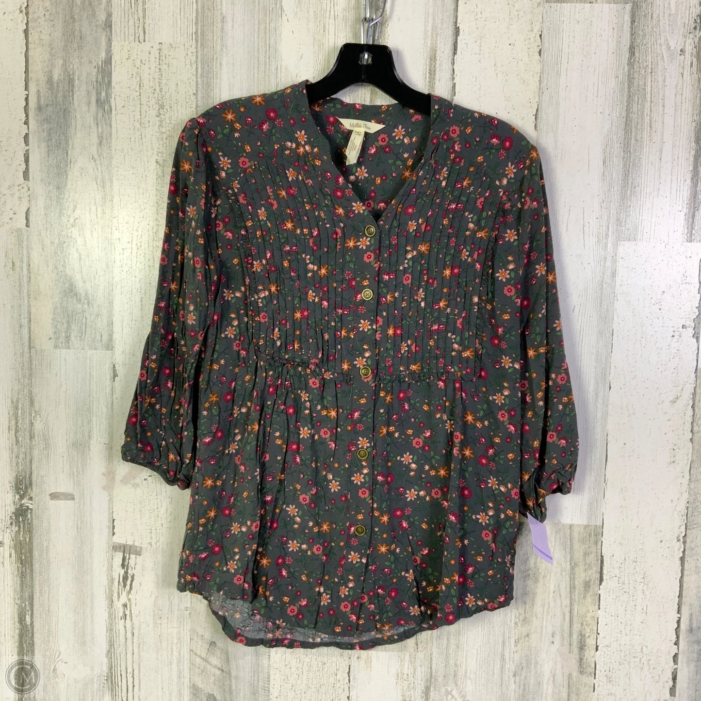 Top 3/4 Sleeve By Matilda Jane In Grey & Pink, Size: S