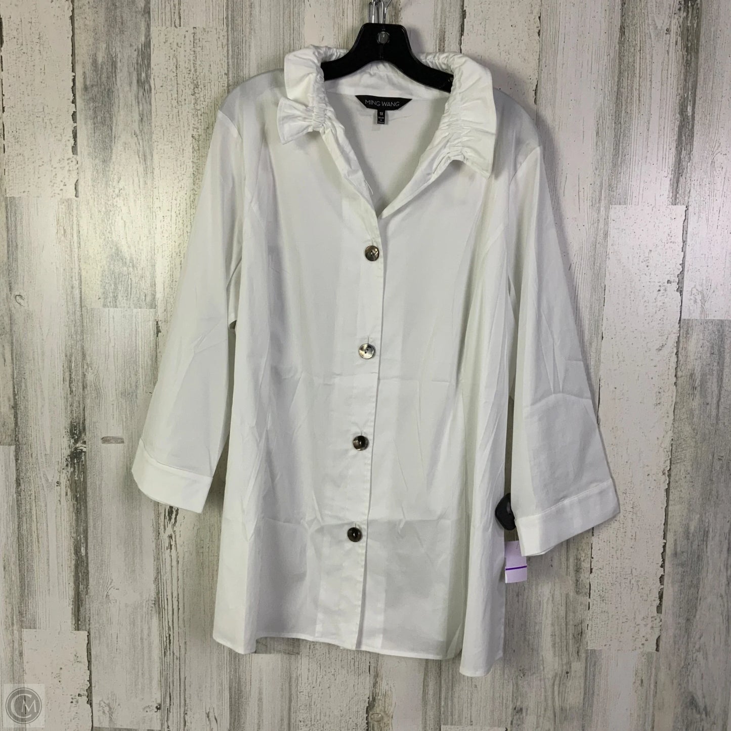Blouse 3/4 Sleeve By Ming Wang In White, Size: 1x