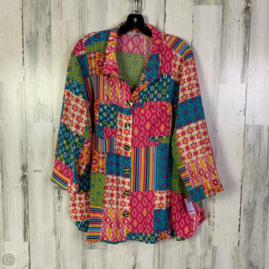 Top 3/4 Sleeve By John Mark In Multi-colored, Size: 1x