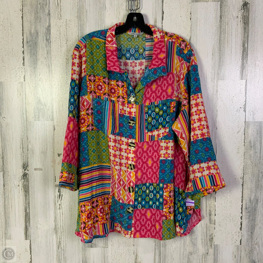 Top 3/4 Sleeve By John Mark In Multi-colored, Size: 1x
