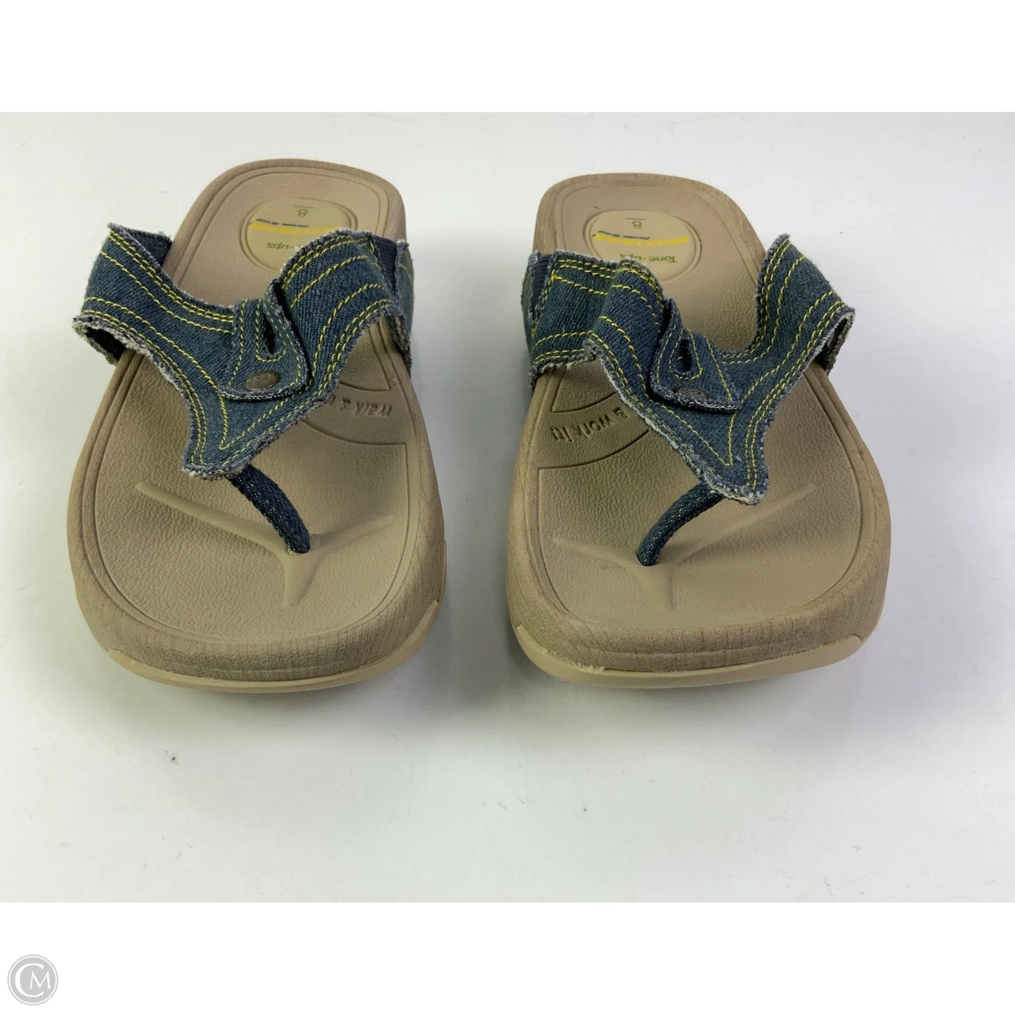 Sandals Flats By Skechers In Blue Denim, Size: 8