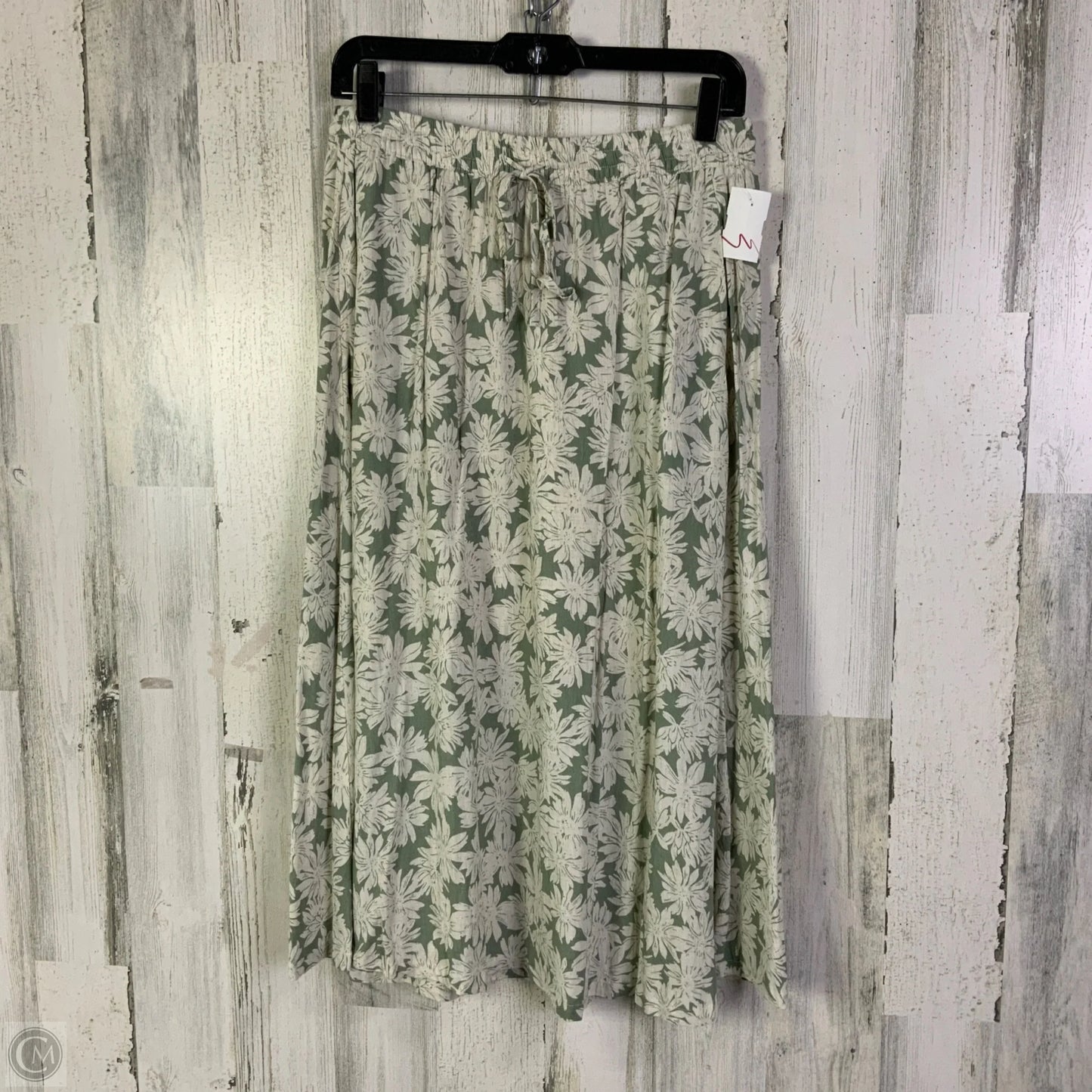Skirt Midi By Be Cool In Cream & Green, Size: 8