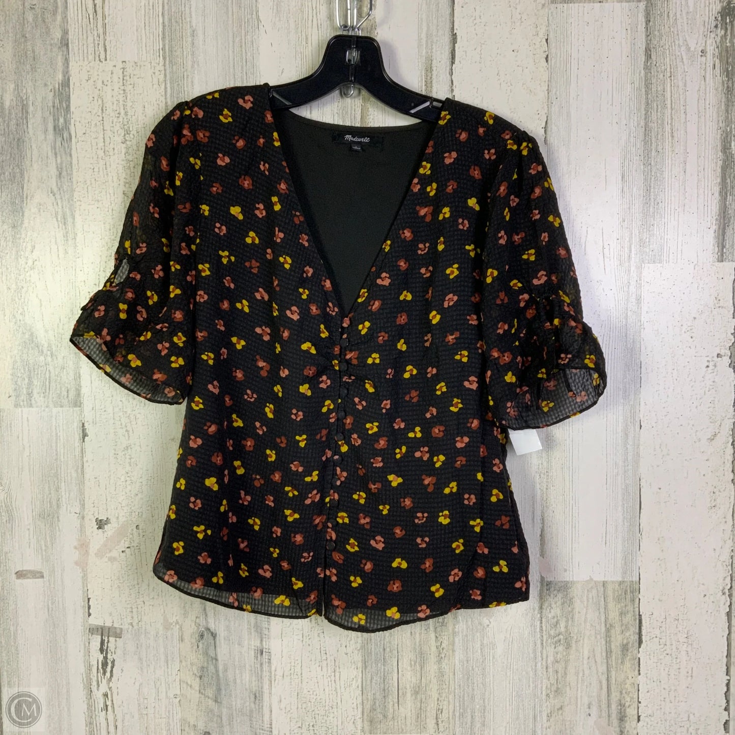 Blouse Short Sleeve By Madewell In Black, Size: S
