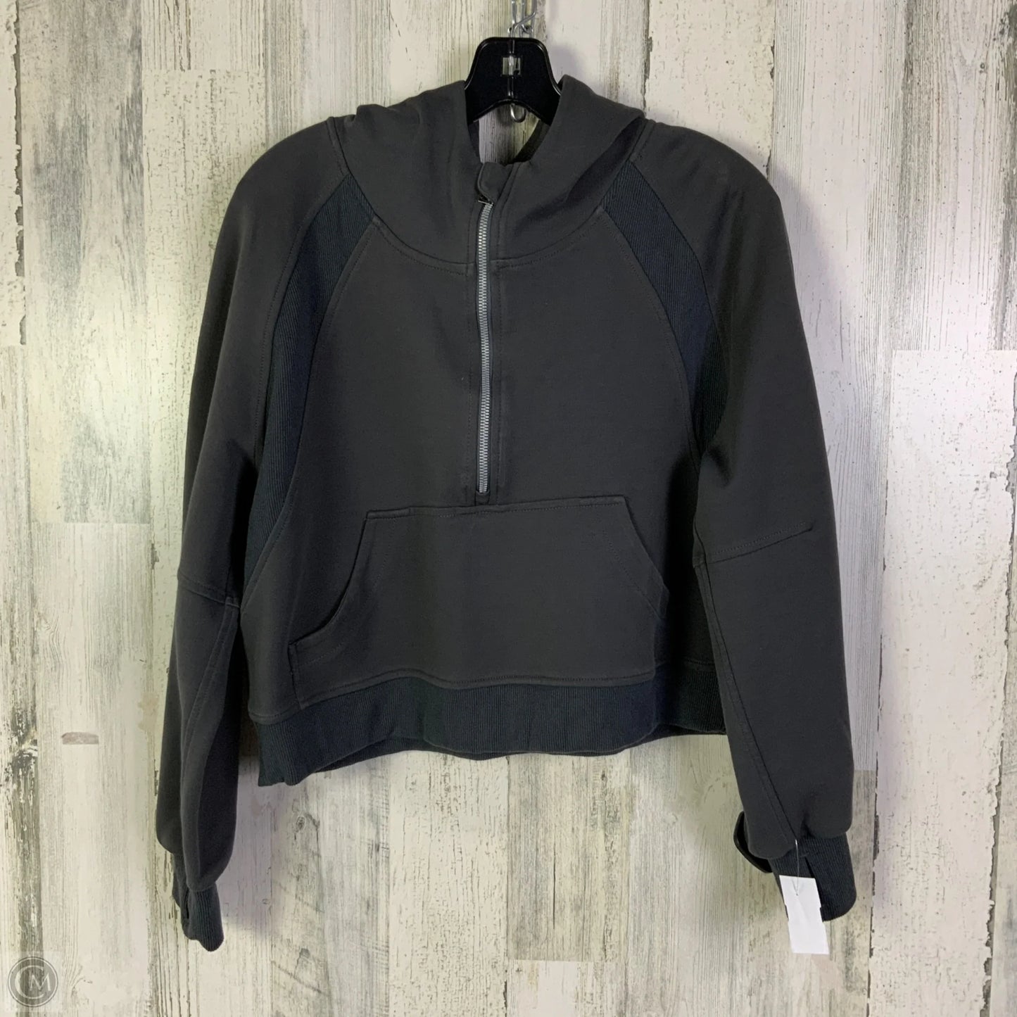 Athletic Sweatshirt Hoodie By Lululemon In Grey, Size: M
