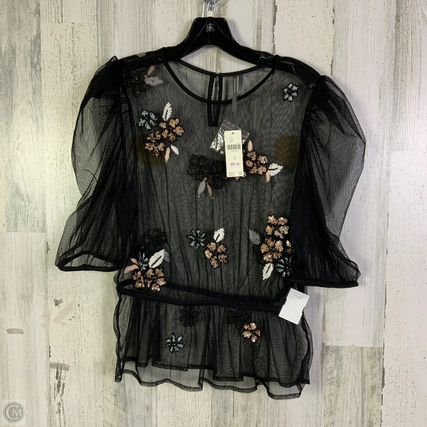 Top Short Sleeve By Anthropologie In Black, Size: S