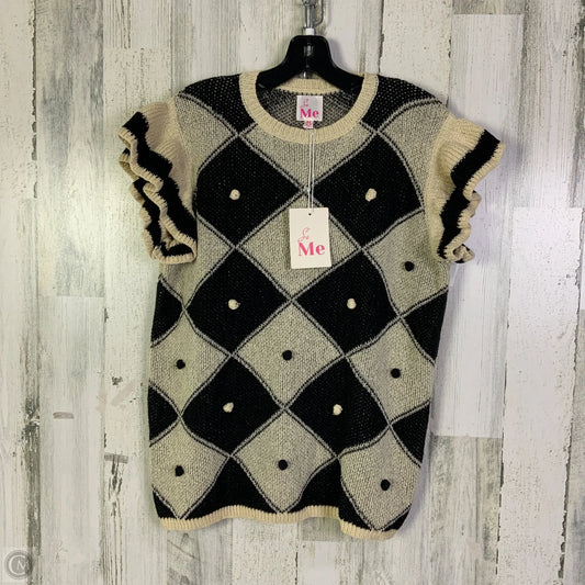 Sweater Short Sleeve By Clothes Mentor In Black & Cream, Size: M