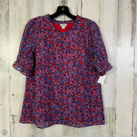 Blouse Short Sleeve By J. Crew In Blue & Red, Size: M