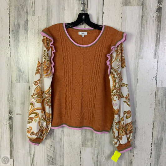 Sweater By Fate In Orange & Pink, Size: L