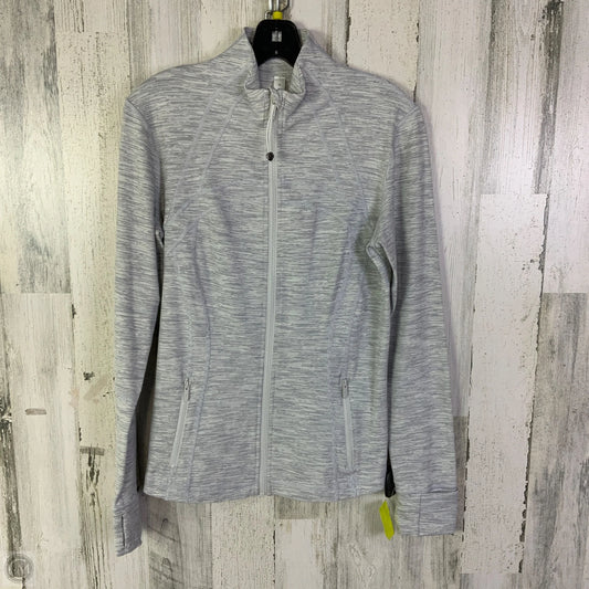 Athletic Jacket By Lululemon In Grey & White, Size: 10